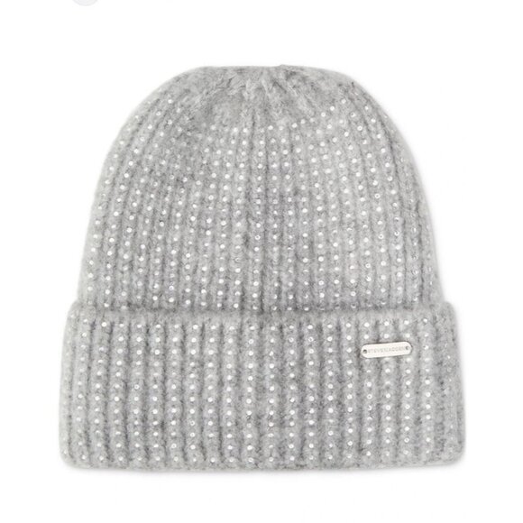 Steve Madden Women's Heather Gray Embellished Beanie One Size NWOT Comfy Outdoor - Picture 1 of 8